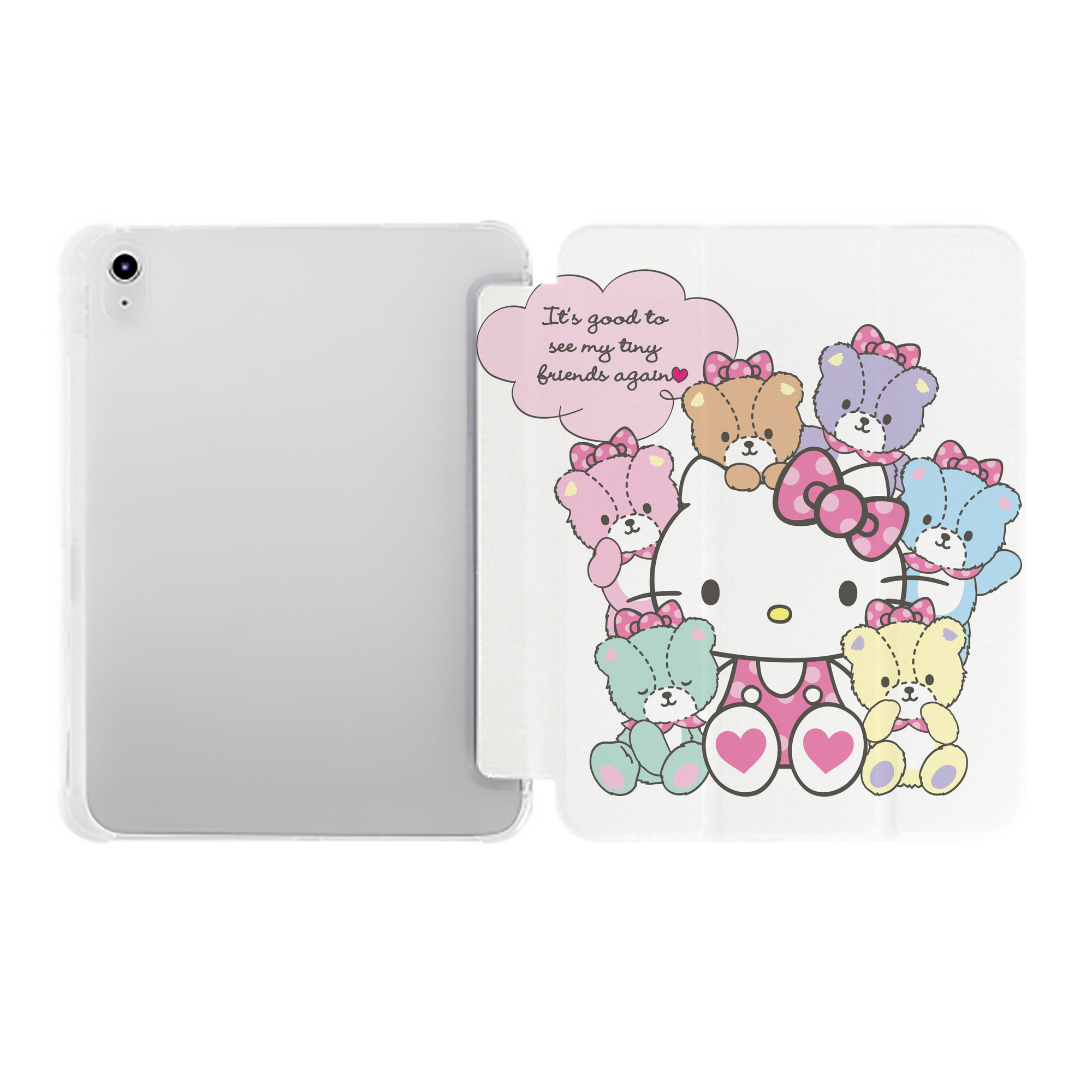 （画像用） Hello Kitty ハローキティ IPad ケース ペン収納付き 三つ折りスタンド PUレザー×シリコン 対応機種9.5/10.5/10.9インチ